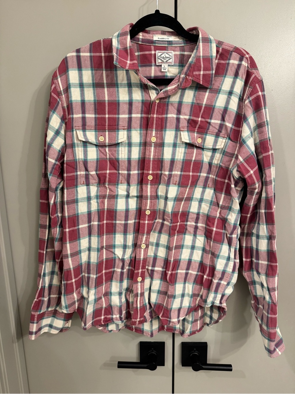Lucky Brand Classic Fit Red Plaid Flannel Shirt